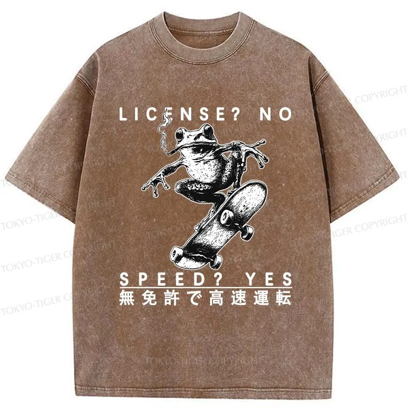Tokyo-Tiger License? No Speed? Yes Washed T-Shirt