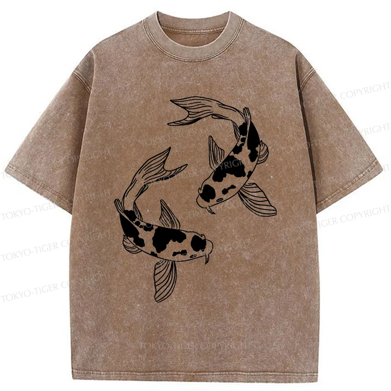Tokyo-Tiger Two Beautiful Koi Washed T-Shirt