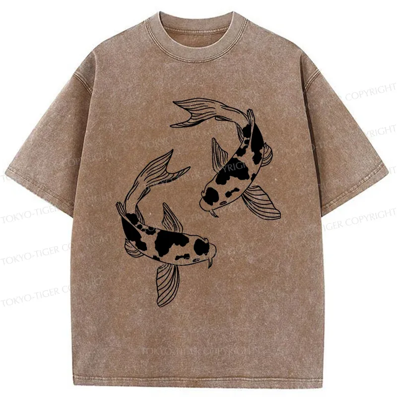 Tokyo-Tiger Two Beautiful Koi Washed T-Shirt