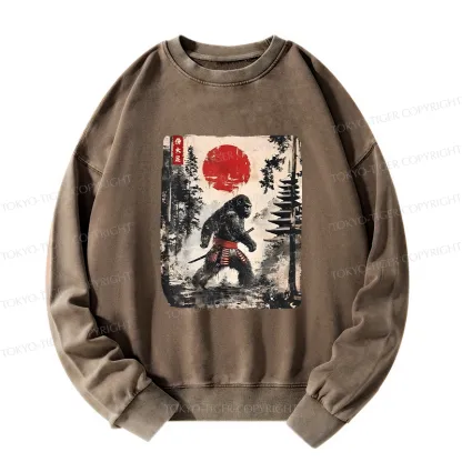 Tokyo-Tiger Japanese Samurai Bigfoot Washed Sweatshirt