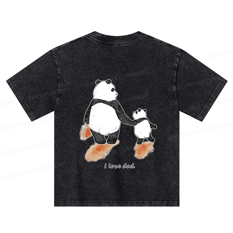 Tokyo-Tiger I Love My Father Back Print Kids Washed T-Shirt
