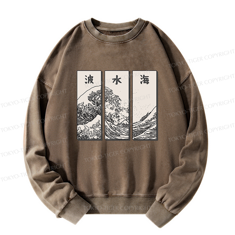 Tokyo-Tiger Japanese Art Wave Washed Sweatshirt
