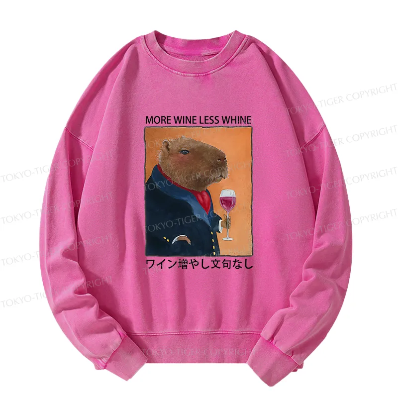 Tokyo-Tiger Capybara More Wine Less Whine Washed Sweatshirt