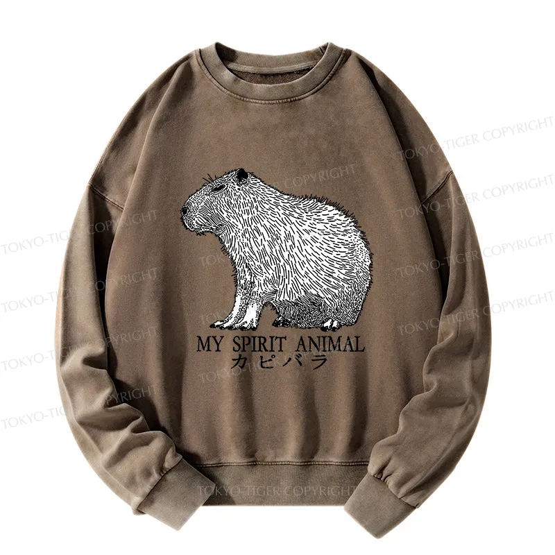 Tokyo-Tiger Capybara Spirit Washed Sweatshirt