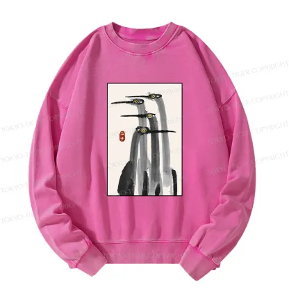 Tokyo-Tiger Japanese Crane Poster Washed Sweatshirt