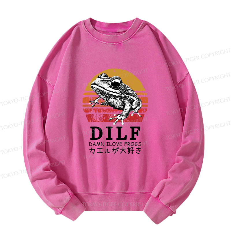 Tokyo-Tiger Funny Frog Lover Washed Sweatshirt