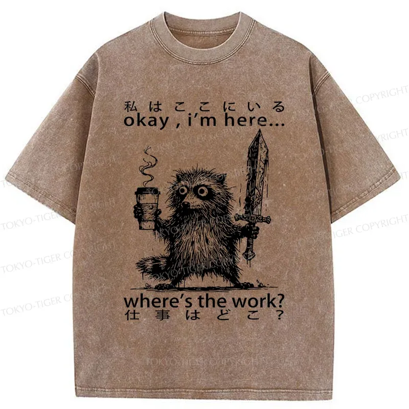 Tokyo-Tiger Raccoon Ready To Work Washed T-Shirt