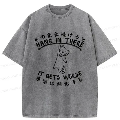 Tokyo-Tiger Cat In Danger Kanji Washed T-Shirt