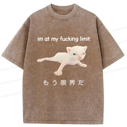 Tokyo-Tiger Cat Reaching Its Limit Washed T-Shirt