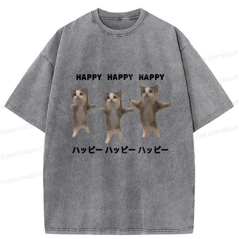 Tokyo-Tiger Dancing Cats Washed T-Shirt