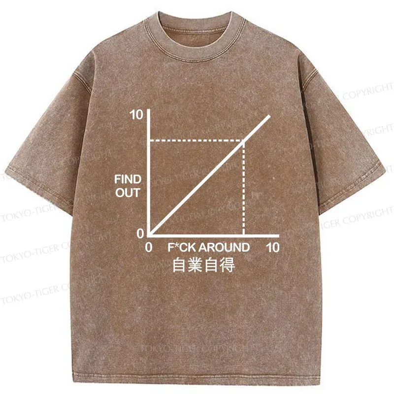 Tokyo-Tiger Funny Coordinate System Washed T-Shirt