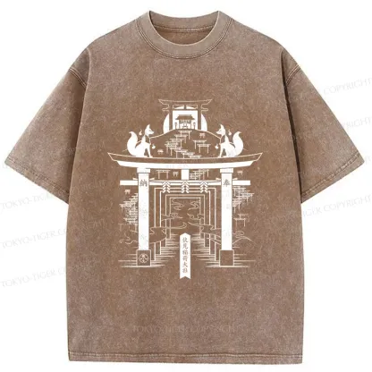 Tokyo-Tiger Fushimi Inari Taisha Shrine Washed T-Shirt