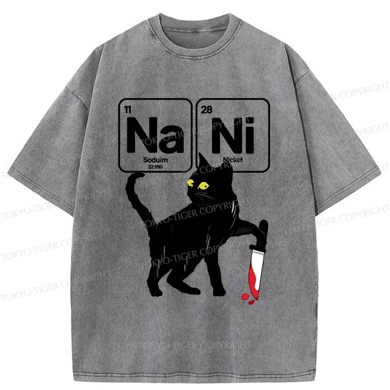 Tokyo-Tiger Cat With Question Washed T-Shirt