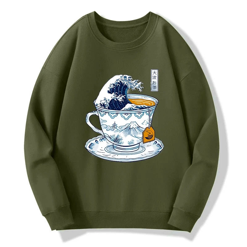 Tokyo-Tiger The Great Kanagawa Tea Wave Sweatshirt