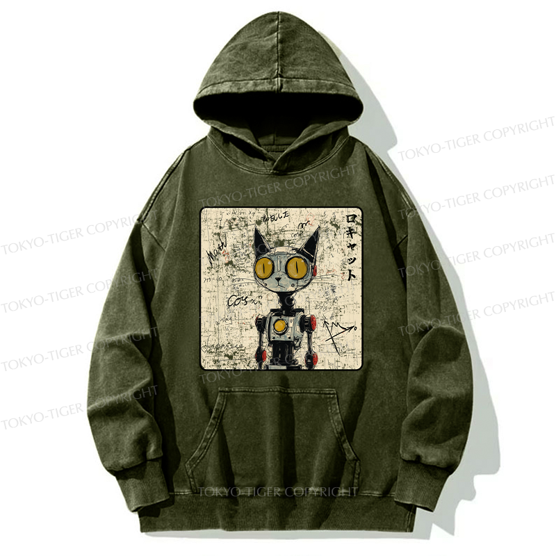 Tokyo-Tiger Robot Cat Washed Hoodie