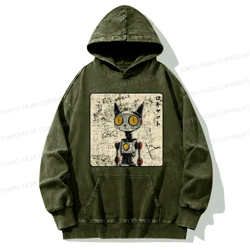 Tokyo-Tiger Robot Cat Washed Hoodie