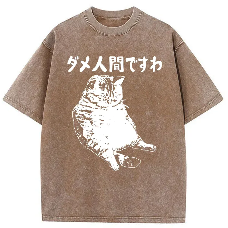 Tokyo-Tiger Angry Cat Japan Washed T-Shirt