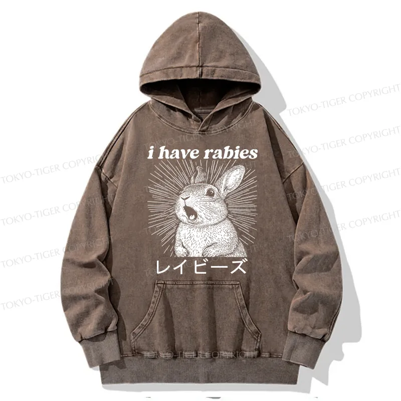 Tokyo-Tiger Funny Rabbit Washed Hoodie