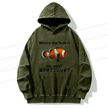 Tokyo-Tiger Fish Looking For Son Washed Hoodie