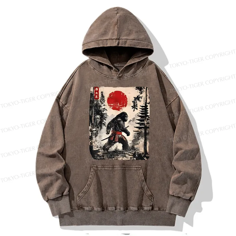 Tokyo-Tiger Japanese Samurai Bigfoot Washed Hoodie