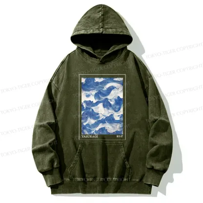 Tokyo-Tiger Japanese Retro Art Wave Washed Hoodie