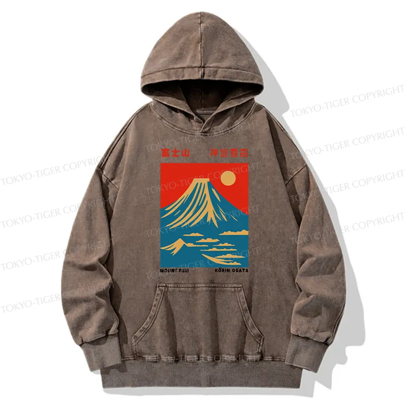 Tokyo-Tiger Mount Fuji Vintage Washed Hoodie