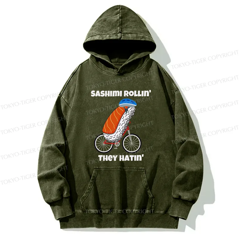 Tokyo-Tiger Sashimi Rollin' They Hatin' Washed Hoodie