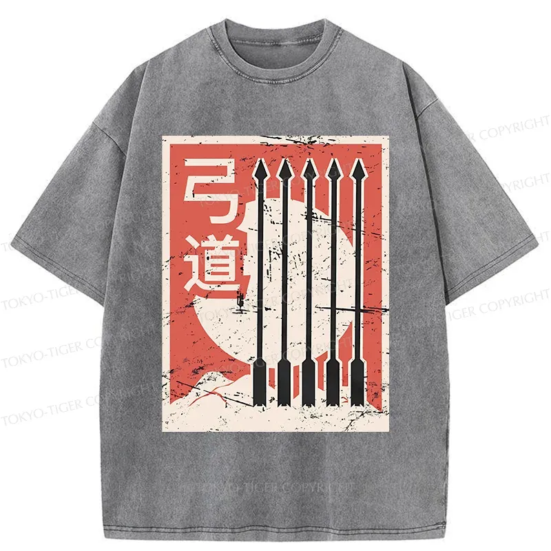 Tokyo-Tiger Retro Japanese Archery Washed T-Shirt