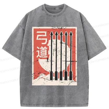 Tokyo-Tiger Retro Japanese Archery Washed T-Shirt
