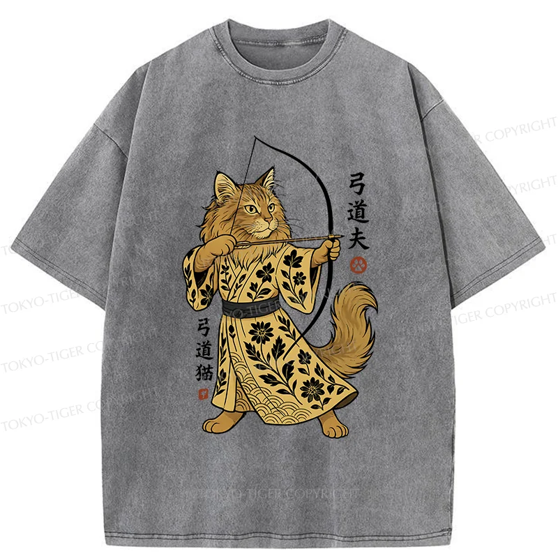 Tokyo-Tiger Archery Cat Washed T-Shirt