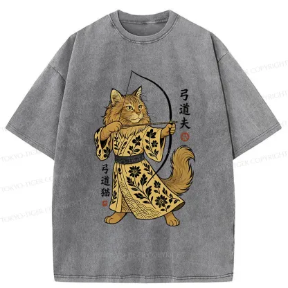 Tokyo-Tiger Archery Cat Washed T-Shirt