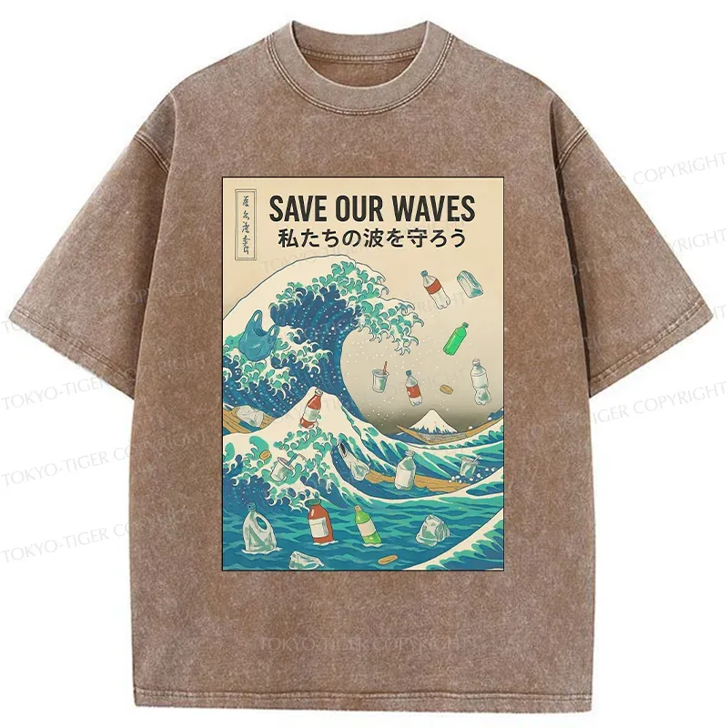 Tokyo-Tiger Save Our Waves Washed T-Shirt