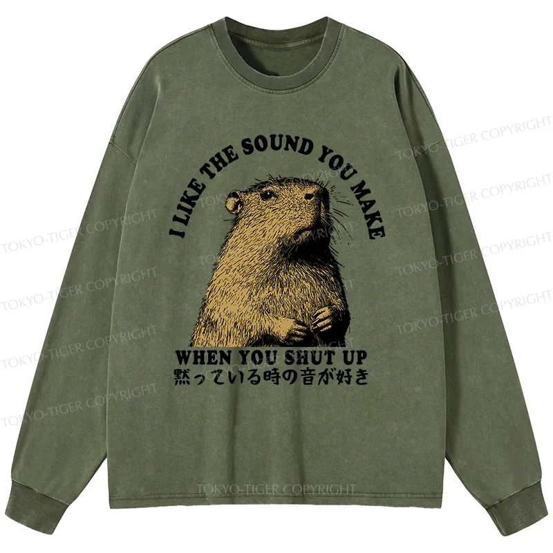 Tokyo-Tiger I Like The Sound Of Silence Washed Long Sleeve T-Shirt