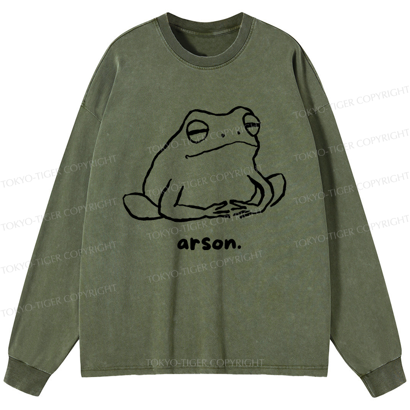 Tokyo-Tiger Japan Arsonist Frog Washed Long Sleeve T-Shirt