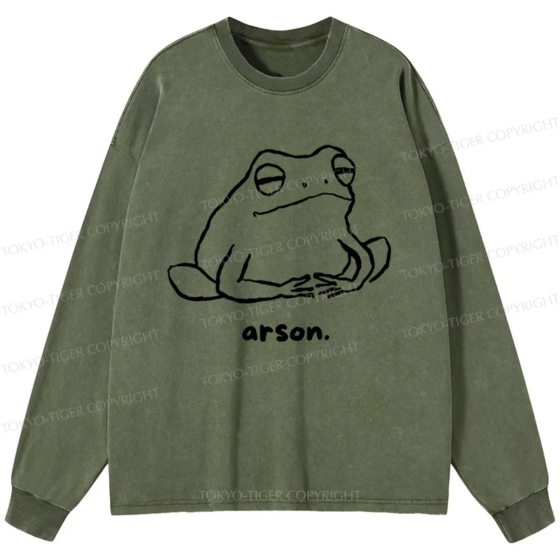 Tokyo-Tiger Japan Arsonist Frog Washed Long Sleeve T-Shirt