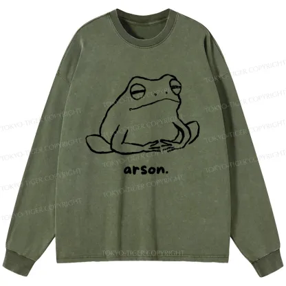 Tokyo-Tiger Japan Arsonist Frog Washed Long Sleeve T-Shirt