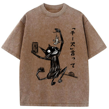Tokyo-Tiger Say "Cheese" Washed T-Shirt