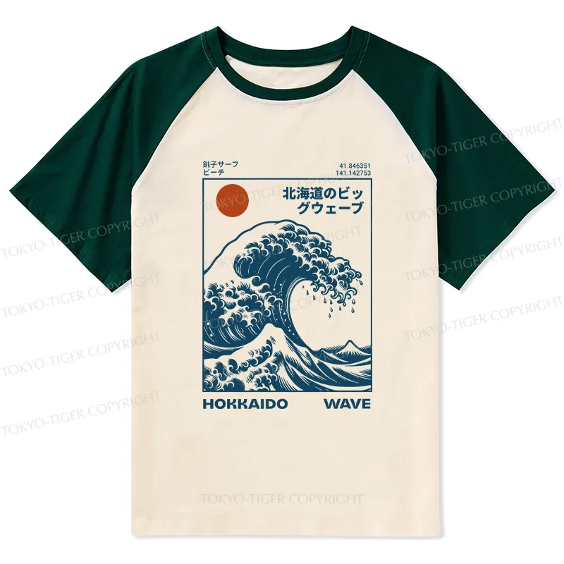 Tokyo-Tiger Hokkaido Wave Japan Raglan T-shirt