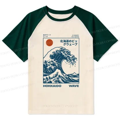 Tokyo-Tiger Hokkaido Wave Japan Raglan T-shirt