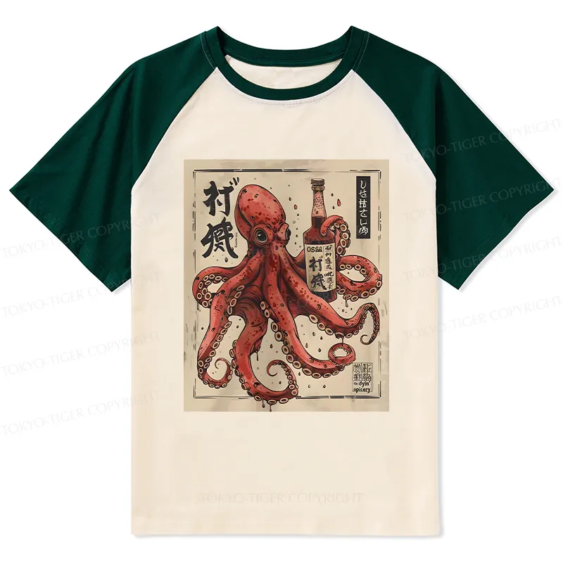 Tokyo-Tiger Osaka Saké Octopus Raglan T-shirt