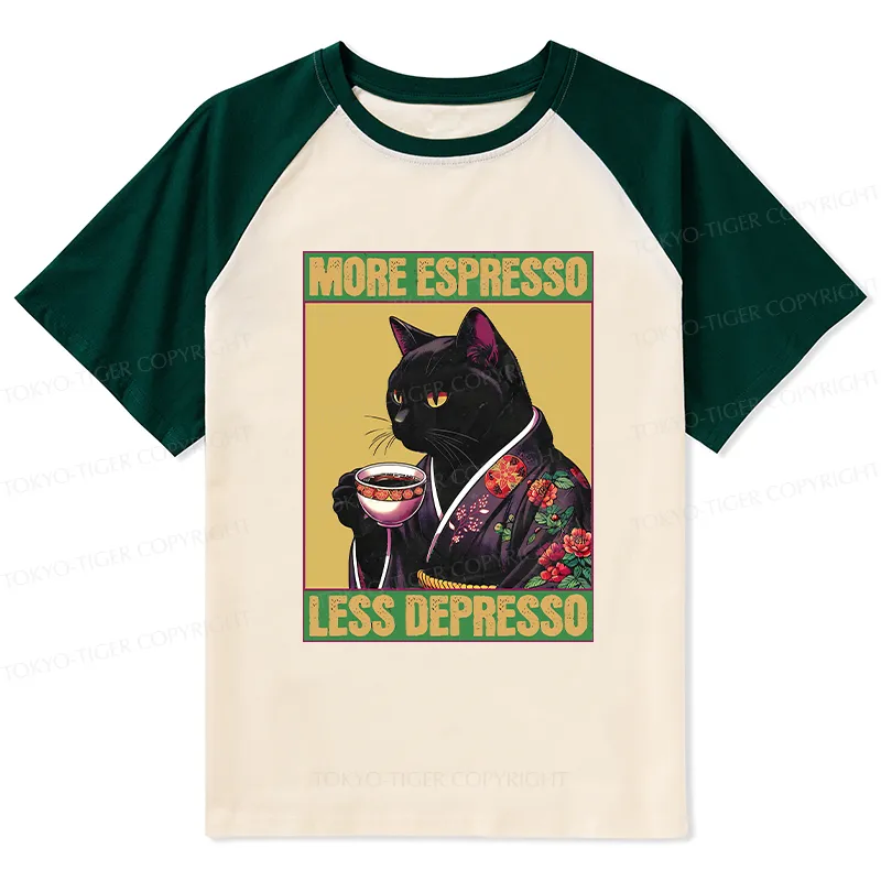 Tokyo-Tiger Up Caffeine Down Depression Raglan T-shirt