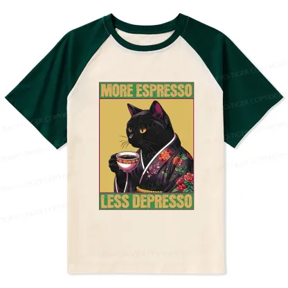 Tokyo-Tiger Up Caffeine Down Depression Raglan T-shirt