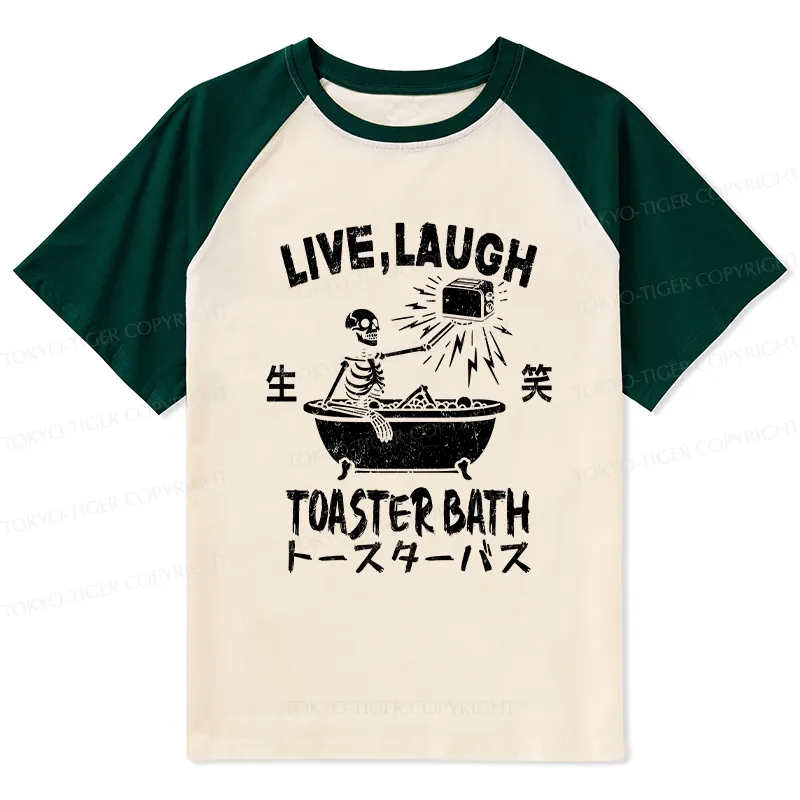 Tokyo-Tiger Funny Electric Shock Skeleton Raglan T-shirt