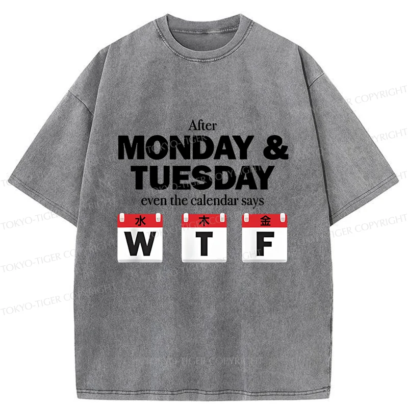 Tokyo-Tiger Days After Monday And Tuesday Washed T-Shirt