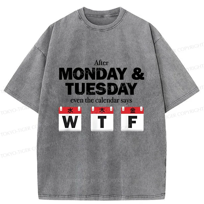 Tokyo-Tiger Days After Monday And Tuesday Washed T-Shirt