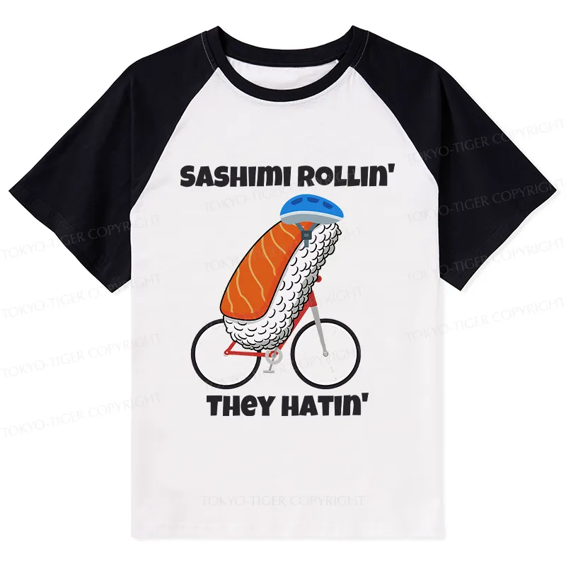 Tokyo-Tiger Sashimi Rollin' They Hatin' Raglan T-shirt