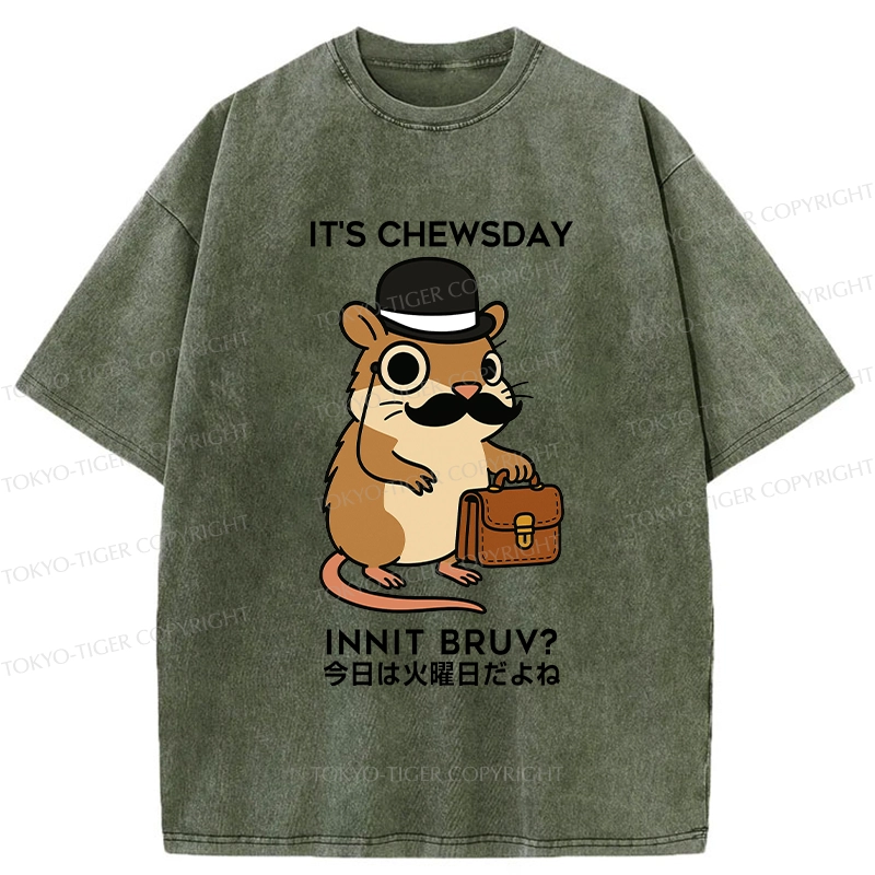 Tokyo-Tiger It's Chewsday Innit Bruv Washed T-Shirt