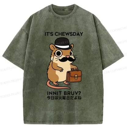 Tokyo-Tiger It's Chewsday Innit Bruv Washed T-Shirt