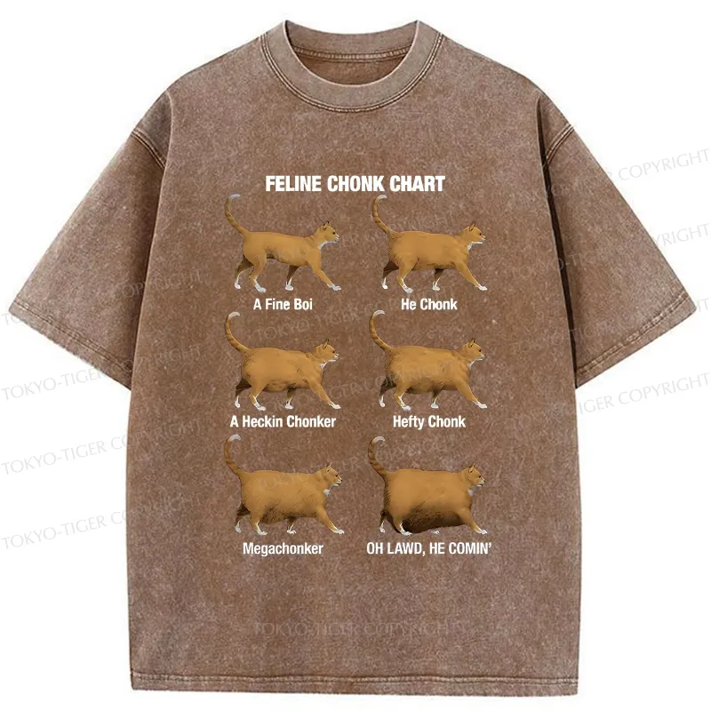 Tokyo-Tiger Feline Chonk Chart Washed T-Shirt