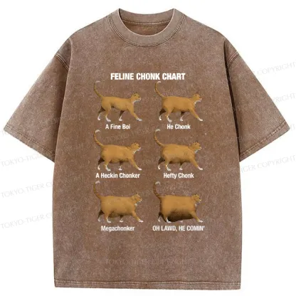 Tokyo-Tiger Feline Chonk Chart Washed T-Shirt